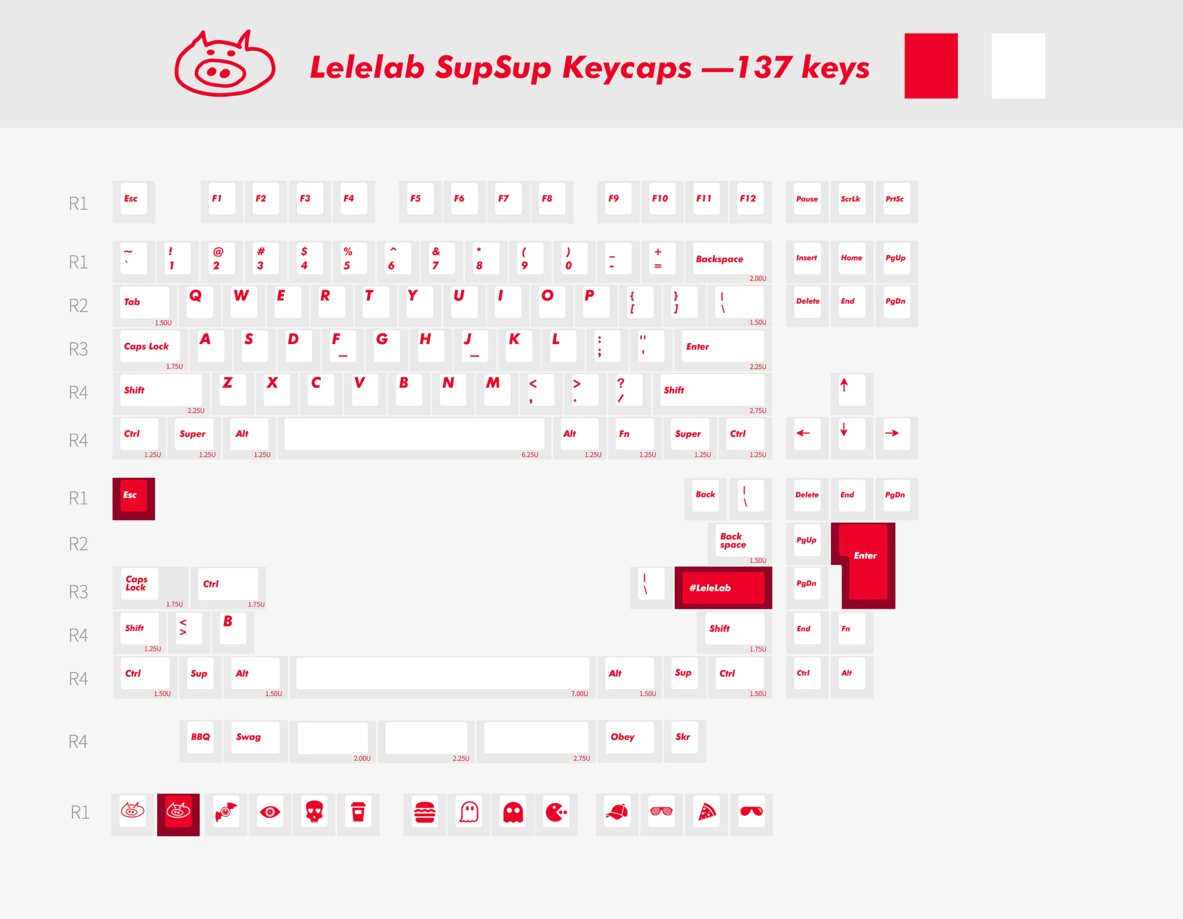 [In Stock] LeleLab Supsup SuperX White Keycap Set