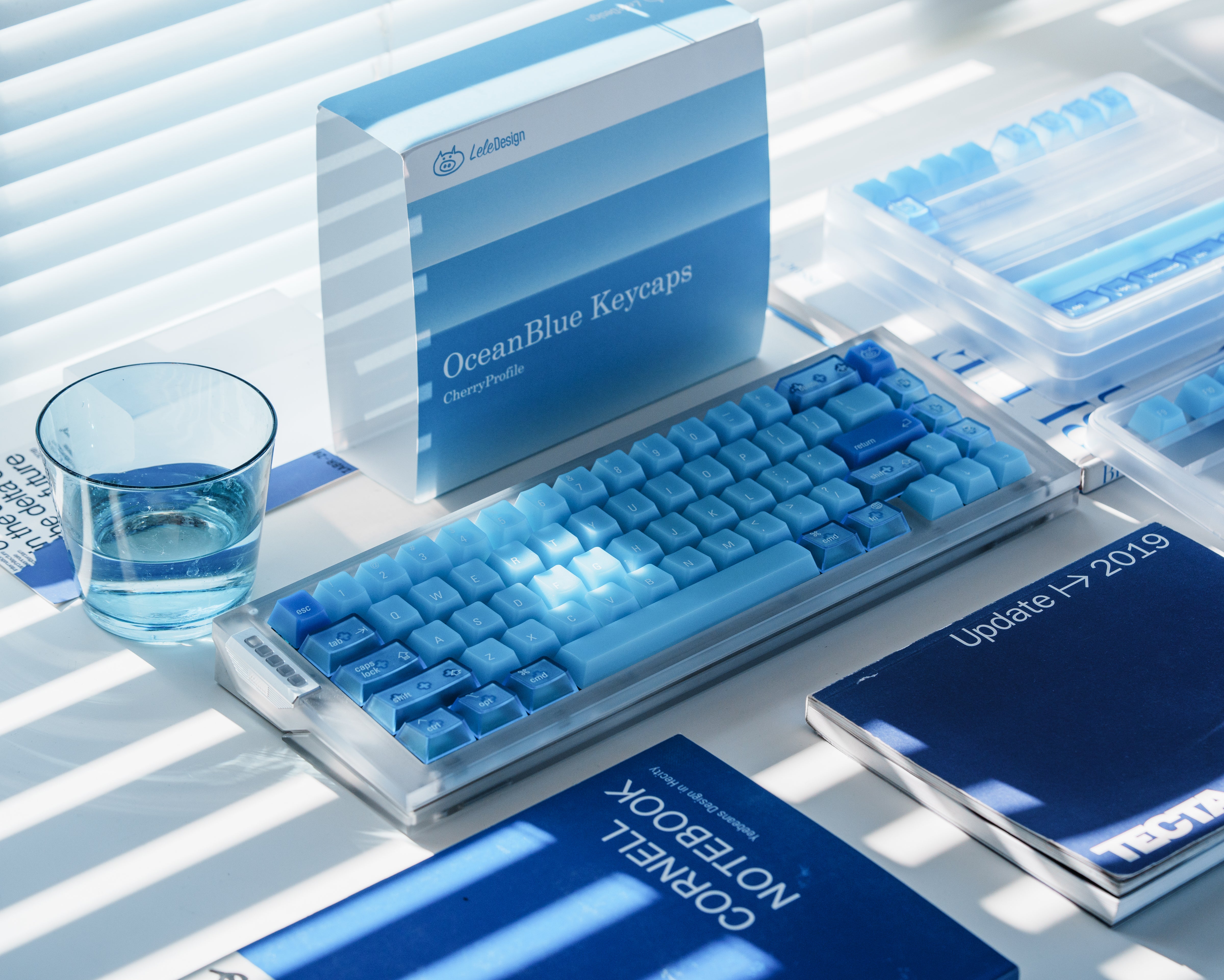 [In Stock] LeleDesign Ocean Blue Cherry Profile Keycaps Set
