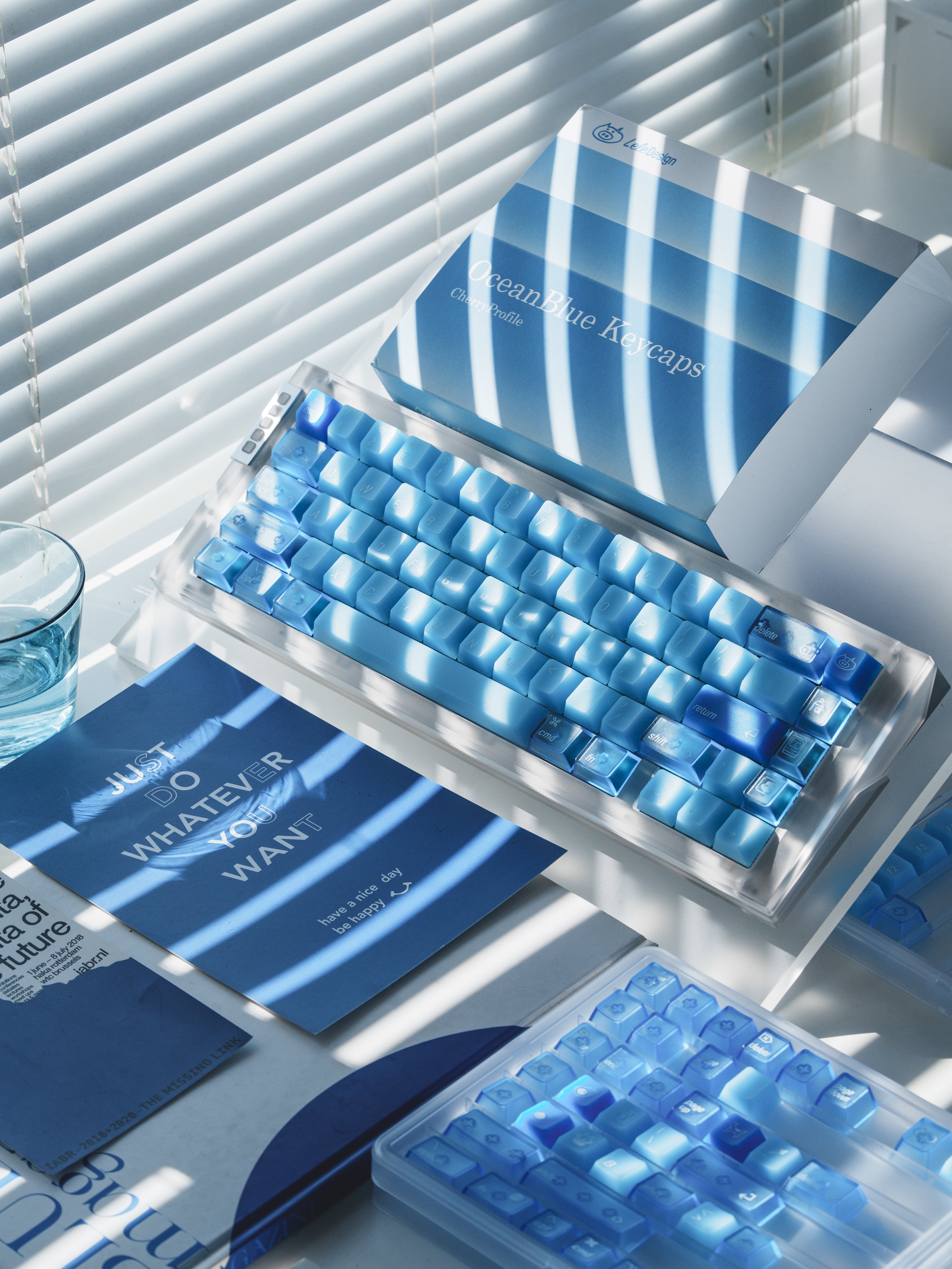 [In Stock] LeleDesign Ocean Blue Cherry Profile Keycaps Set